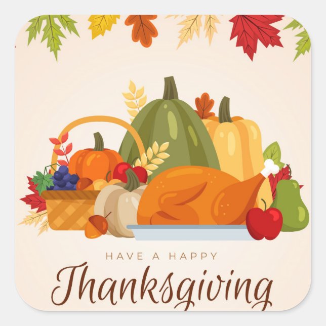 Sticker Carré Bon thanksgiving (Devant)