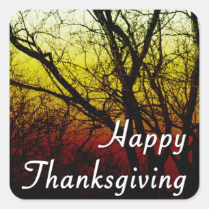 Sticker Carré bon thanksgiving (arbre fantôme)