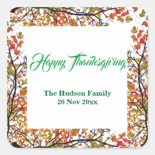 Sticker Carré Bon thanksgiving Automne Écoulement