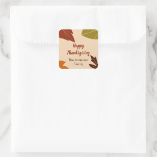 Sticker Carré Bon thanksgiving Fall Leaves et votre nom