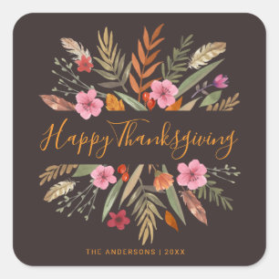 STICKER CARRÉ BON THANKSGIVING FESTIVE D'AUTOMNE DE COULEUR D'EA