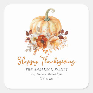 Sticker Carré Bon thanksgiving floral