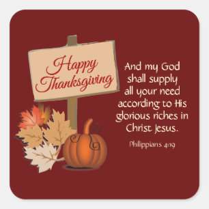 Sticker Carré BON THANKSGIVING Mon Dieu Apportera BURGUNDY