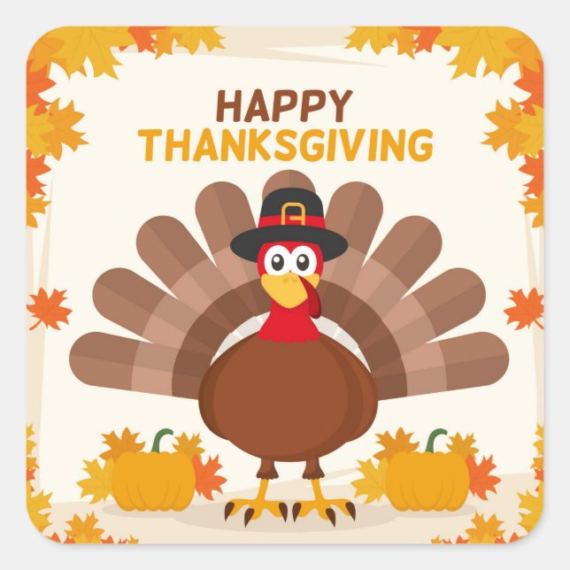 Sticker Carré Bon thanksgiving Turquie (Devant)