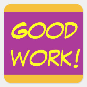 Sticker Carré Bon travail - collant de l'enseignant jaune