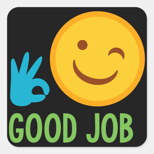 Sticker Carré Bon travail Emoji (Devant)