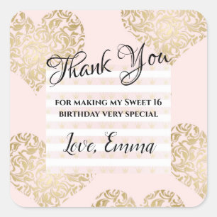 Sticker Carré Bonbon faveur de Merci de parties scintillantes