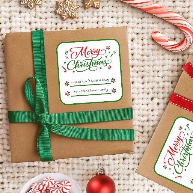 Sticker Carré Bonbons à la menthe de Noël (Créateur téléchargé)