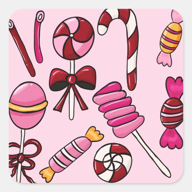 Sticker Carré Bonbons mignons (Devant)