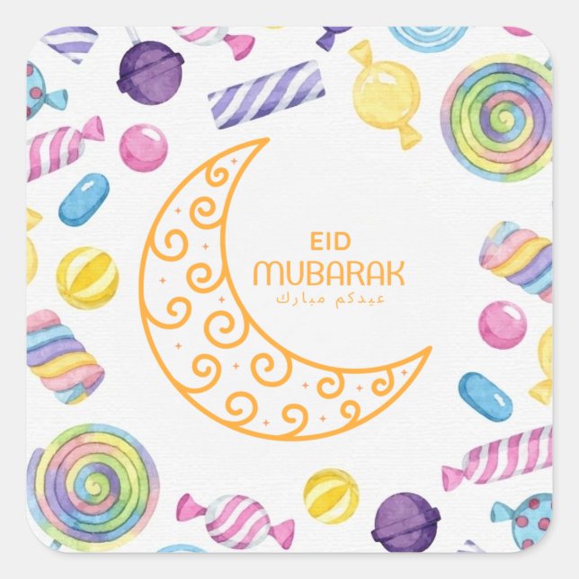 Sticker Carré Bonbons motifs de l'Aïd moubarak (Devant)