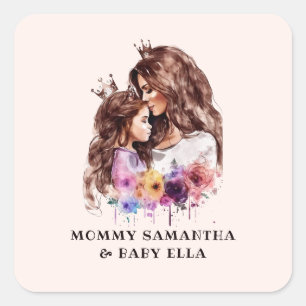 Sticker Carré Bond adorable maman et fille (8)