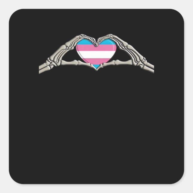 Sticker Carré Bone Hands Coeur Transgenre Goth (Devant)