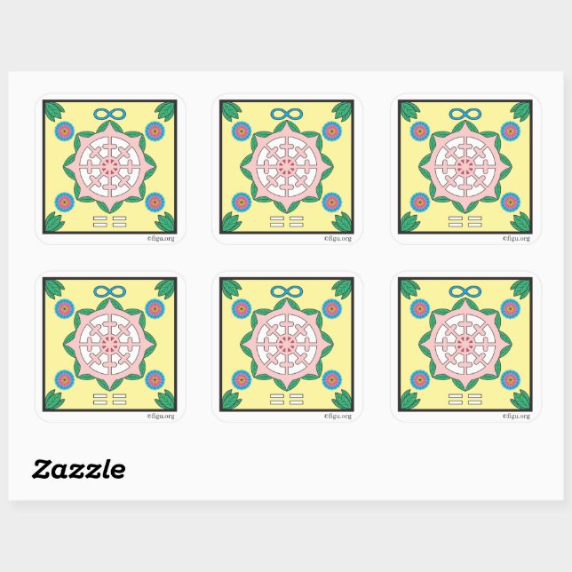 Sticker Carré Bonheur/Être heureux (Feuille)