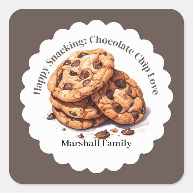 Sticker Carré Bonheur fait maison : Choco-Chip Traitements (Devant)