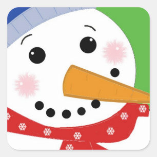 Sticker Carré Bonhomme de neige jovial