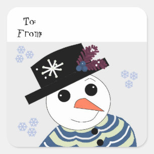 Sticker Carré Bonhomme de neige sucré