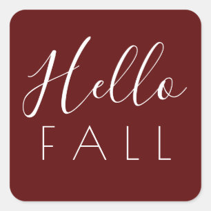 Sticker Carré Bonjour automne Deep Red Minimale automne