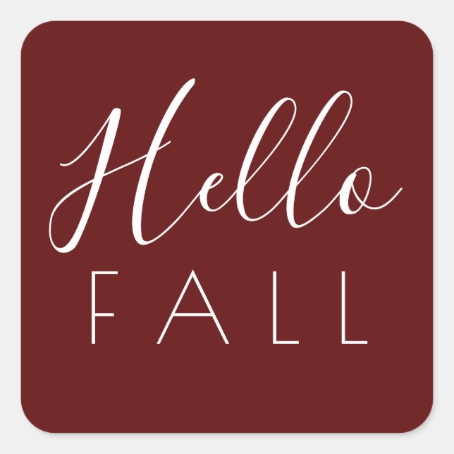 Sticker Carré Bonjour automne Deep Red Minimale automne (Devant)