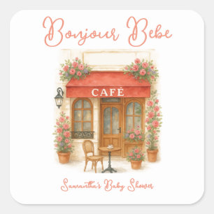 Sticker Carré Bonjour Bebe Paris Café Baby shower