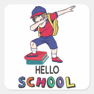 Sticker Carré Bonjour école