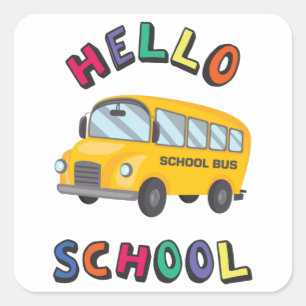 Sticker Carré Bonjour école