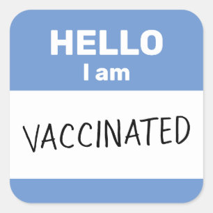 Sticker Carré Bonjour, je suis vacciné