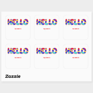 Sticker Carré BONJOUR mon nom est Multicolor Vibrant Text