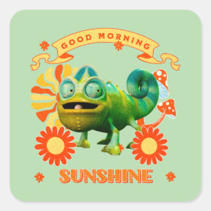 Sticker Carré Bonjour Soleil Lézard Drôle