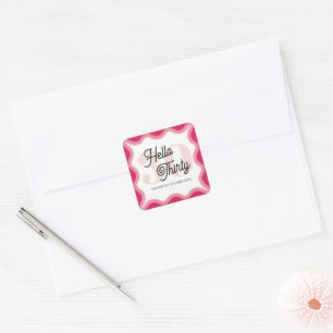 Sticker Carré Bonjour Trente Wavy Super 30e anniversaire