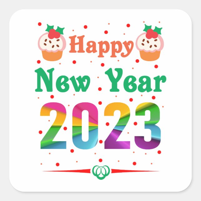 Sticker Carré Bonne année (Devant)