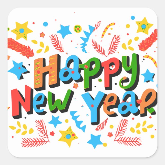 Sticker Carré Bonne année (Devant)