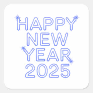 Sticker Carré Bonne année 2025 bleu