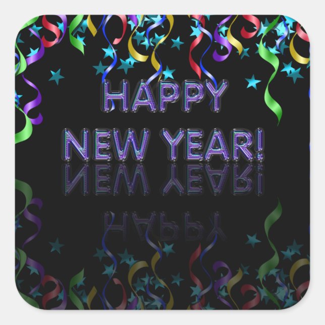 Sticker Carré Bonne année ! | Glossy (Devant)