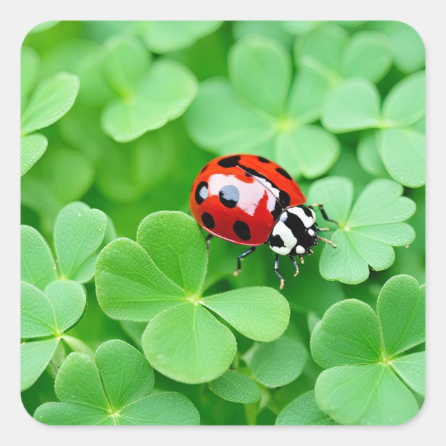 Sticker Carré Bonne chance Ladybug (Devant)