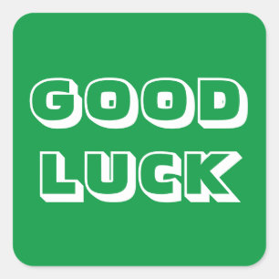Sticker Carré Bonne chance, vert blanc