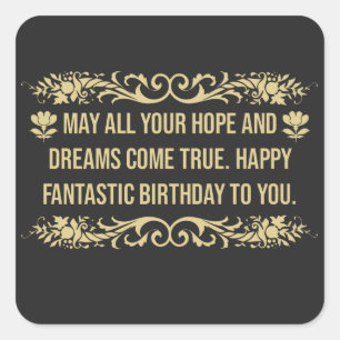 Sticker Carré Bonne et fantastique citation d'anniversaire disan