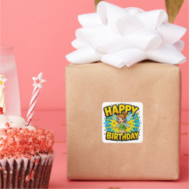 Sticker Carré Bonne fête d'anniversaire