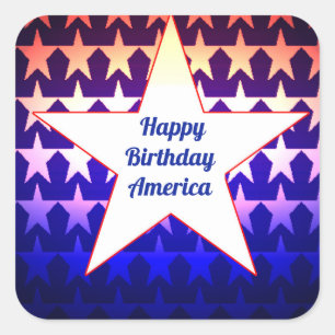 Sticker Carré Bonne fête d'anniversaire L'Amérique personnalise