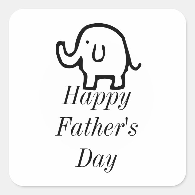 Sticker Carré Bonne Fête des pères bébé éléphant mignonne simple (Devant)