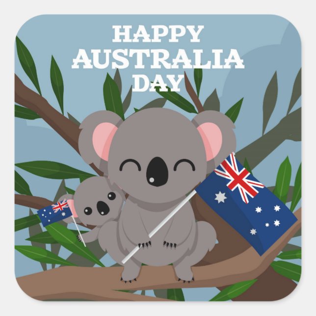 Sticker Carré Bonne fête nationale australienne (Devant)