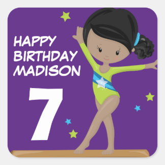 Sticker Carré Bonne Gymnaste d'anniversaire
