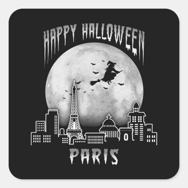 Sticker Carré Bonne Halloween Paris France (Devant)