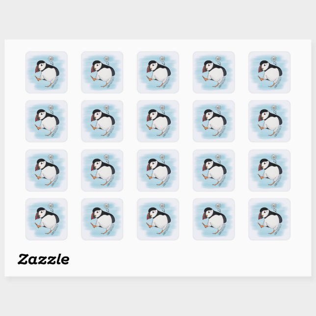 Sticker Carré Bonne marguerite, pouffin d'anniversaire (Feuille)