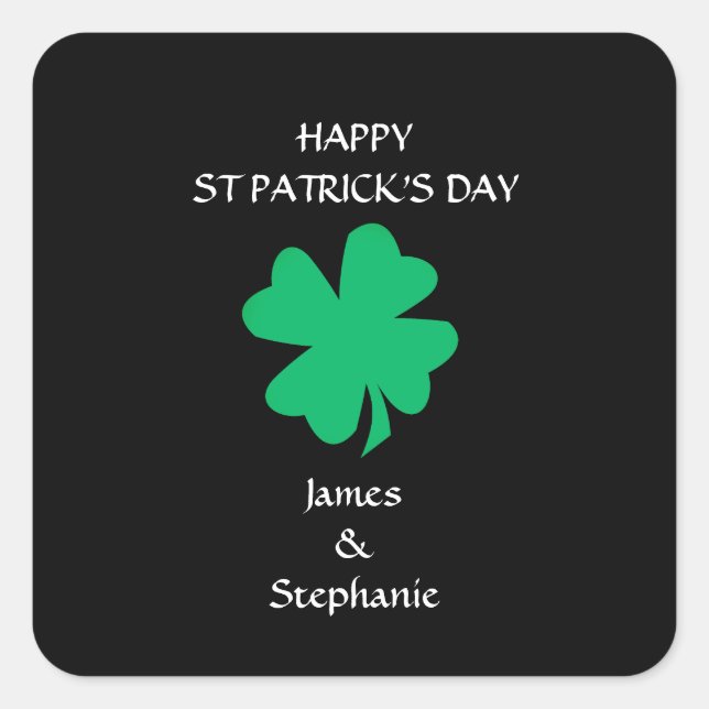 Sticker Carré Bonne St Patrick's Day 2024 Nom personnalisé Shamr (Devant)