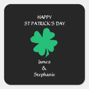 Sticker Carré Bonne St Patrick's Day 2024 Nom personnalisé Shamr