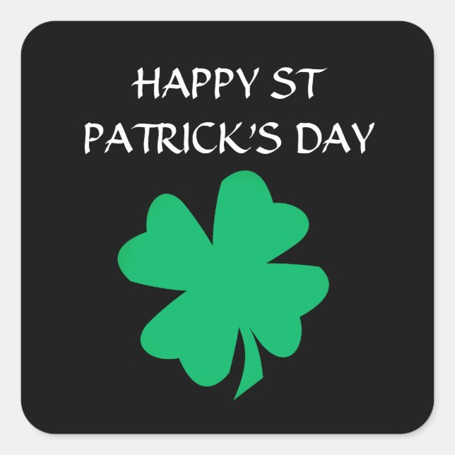 Sticker Carré Bonne St Patrick's Day Irish Shamrock Leaf 2024 (Devant)