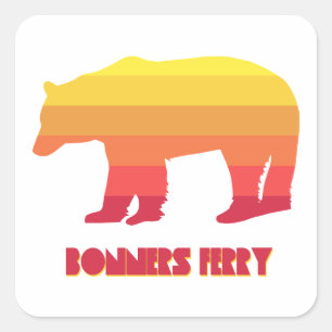 Sticker Carré Bonners Ferry Idaho Rainbow Bear