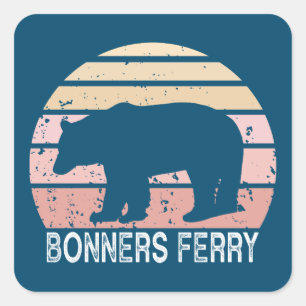 Sticker Carré Bonners Ferry Idaho Retro Bear