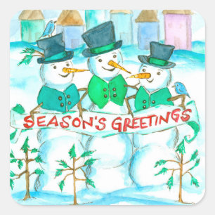 Sticker Carré Bonnes Fêtes de neige Noël