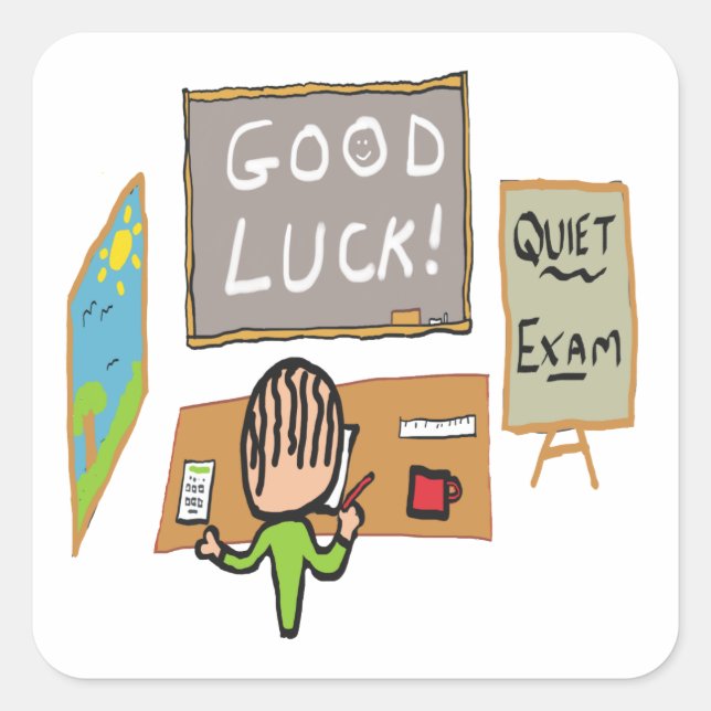 Sticker Carré Bons examens de chance (Devant)